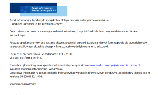 Fundusze Europejskie dla przedsiębiorców